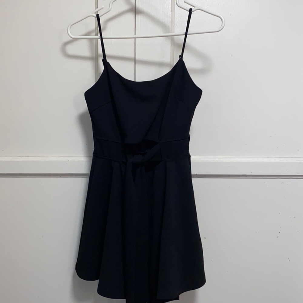 Reckless Hearts Small Black Front Tie Spaghetti Strap Romper